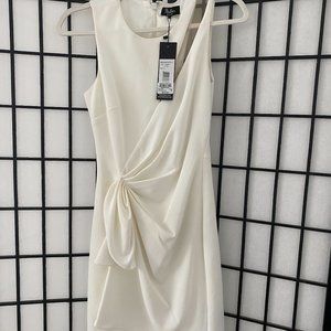 NWT Parker Black Adair Shoulder Cut Out Draped Front Cocktail Dress IVORY WHITE